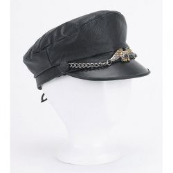 Leather Cap With Chainand Eagle