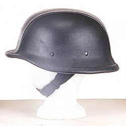 Flat Black Leather Cover German Helmet