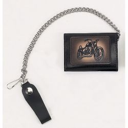Biker trifold chain wallet with Motorcycle
