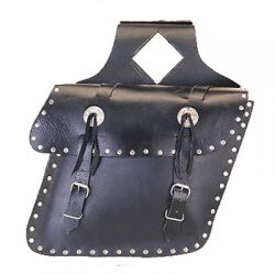 Medium saddle bag with concho and studs, slant