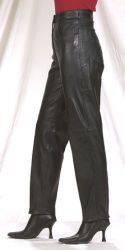 Ladies Black Leather 5-pocket Pants