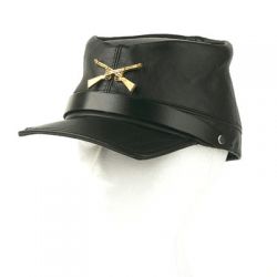 Black Leather Rebel Cap with adjustable