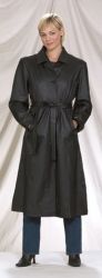 Ladies black trench coat, belt, zip-out thinsulate lining