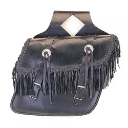 Medium saddle bag with braid, fringe and concho, slant