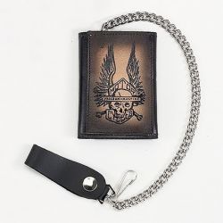 Biker trifold chain wallet with Skeleton