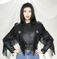 Ladies Crop Jacket with Braid and Fringes, Zipout Thinsulate Lining