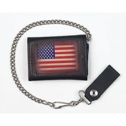 Biker trifold chain wallet with USA Flag