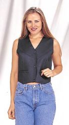 Ladies Black Leather Vest, Plain, with Side Laces