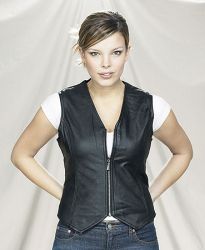 Ladies Black Leather Vest, Plain, with Zipper Front