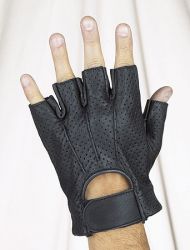 Leather Fingerless Glvoes with Gel, Velcro and Airvent