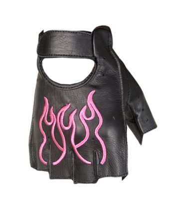 Half Finger Gloves in Pink Flame