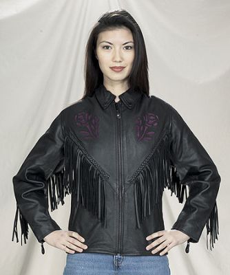 Ladies Black Jacket with Purple Rose